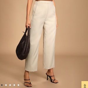 Lulu’s Size XS Bold and Classy Ivory High-Waisted Wide Leg Trouser Pants
